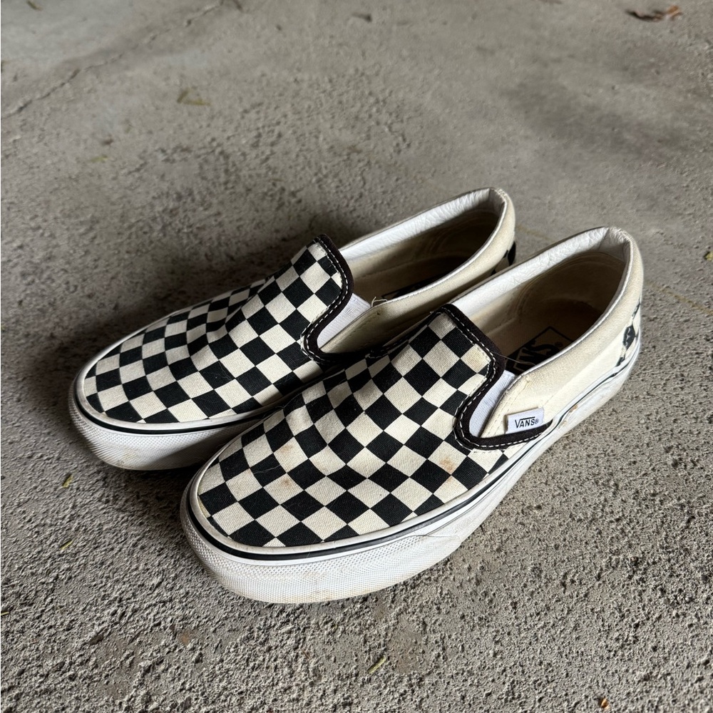 Vans Black and White Checkerboard Slip-Ons